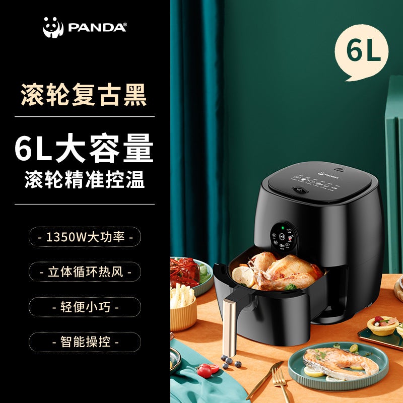 Air Fryer large capacity oil-free smoke-free multifunctional intelligent electric fryer gift wholesale 6L half touch Black