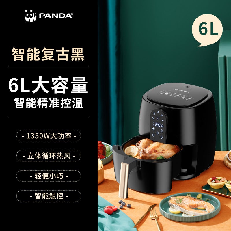 Air Fryer large capacity oil-free smoke-free multifunctional intelligent electric fryer gift wholesale 6L full touch Black