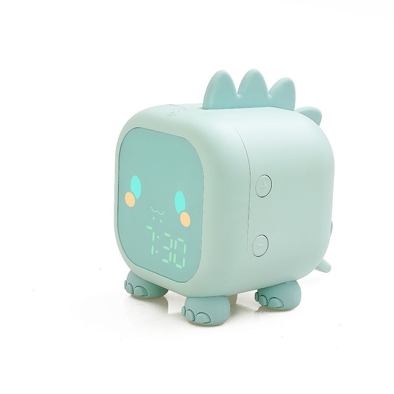 Cute Cartoon Dinosaur Alarm Clock with Wake-Up Light Emerald green