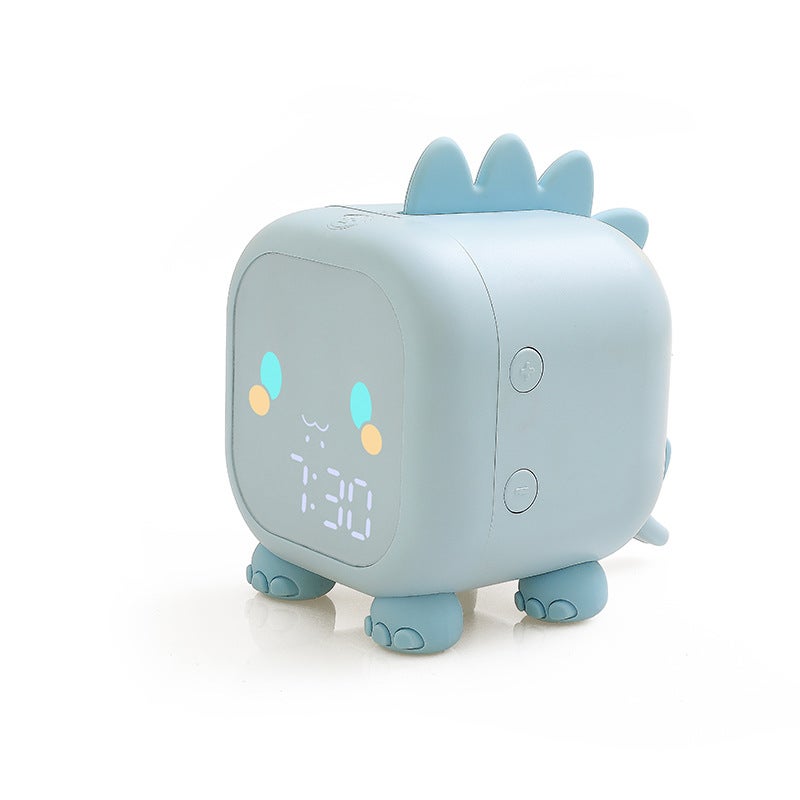 Cute Cartoon Dinosaur Alarm Clock with Wake-Up Light Light Blue