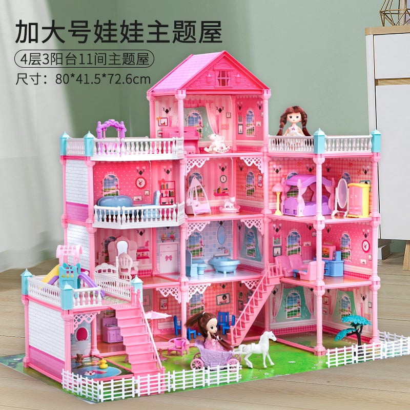 Childrens simulation play house girl toy princess castle toy house Villa doll house birthday gift for 3-6 years old Increase No.-VC8024 (11 rooms on the 4th floor and 3rd balcony)