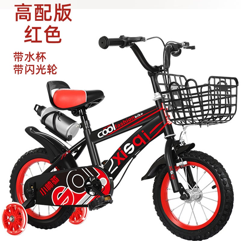 Spot 3-6 years old childrens bicycle 12 14 16 inch stroller mountain bike Primary School students bicycle gift car High with red + flash wheel + kettle