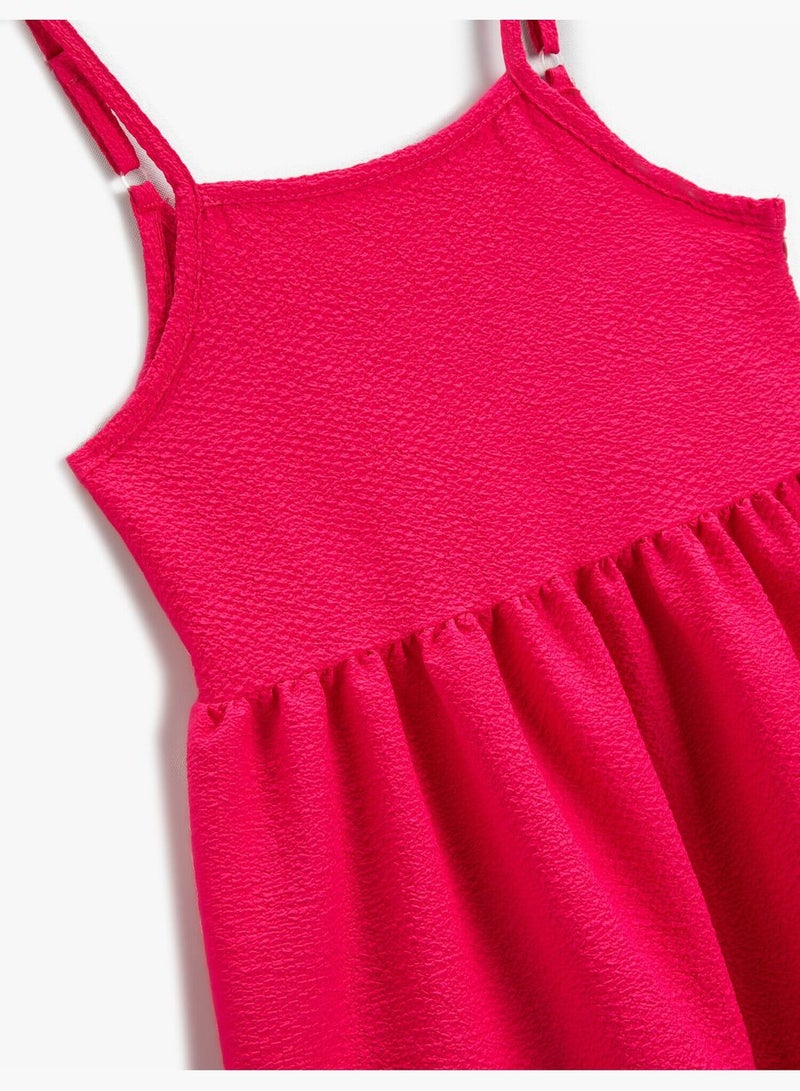 Midi Dress Frilly Spaghetti Strap