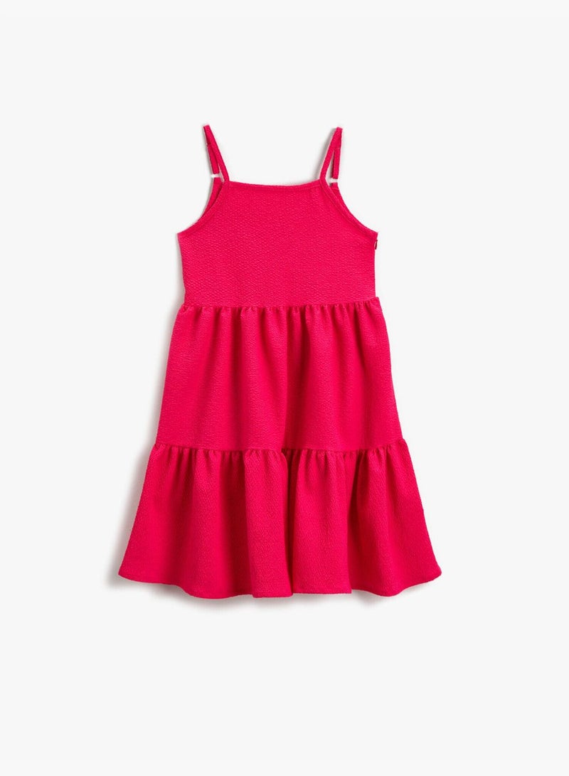 Midi Dress Frilly Spaghetti Strap