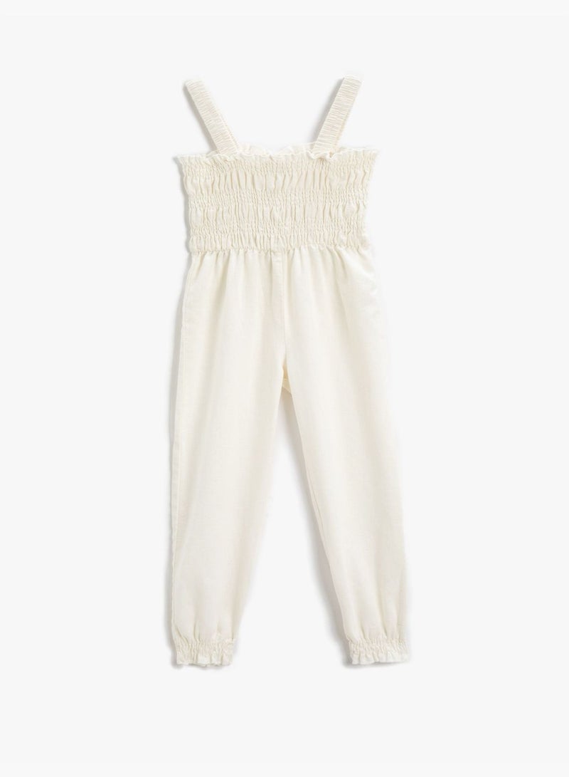 Linen Blend Jumpsuit Strappy