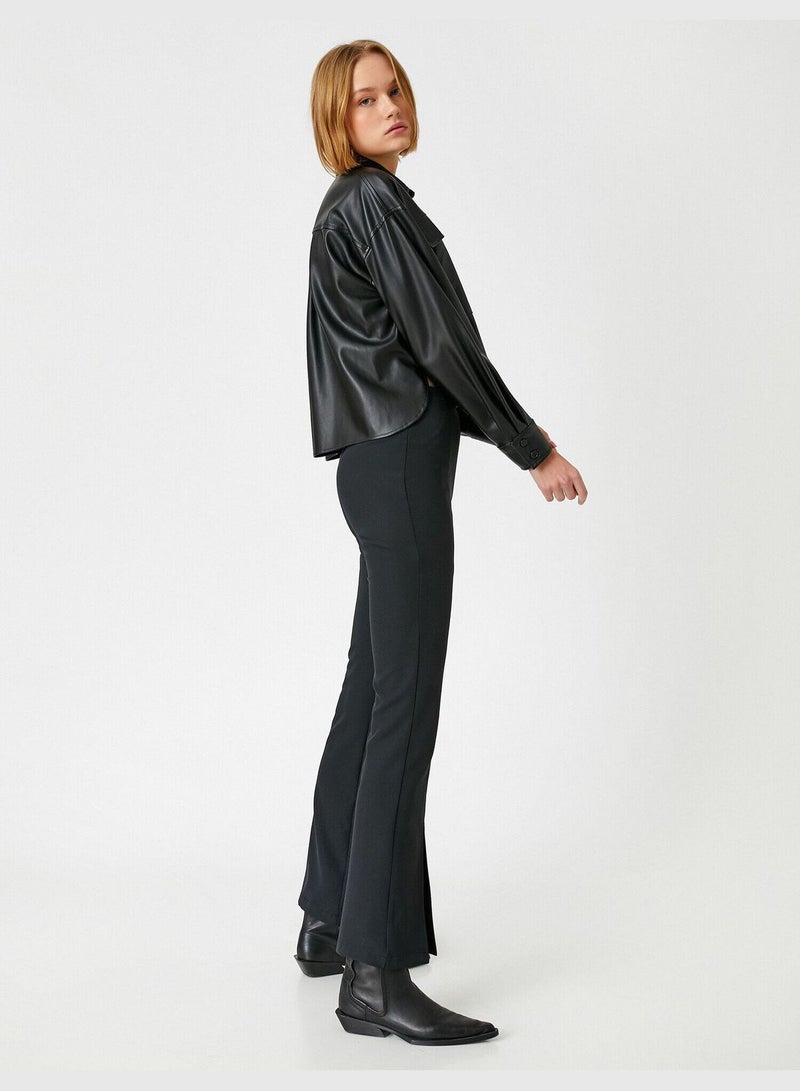 Slit Detail Cut Out Waist Trousers