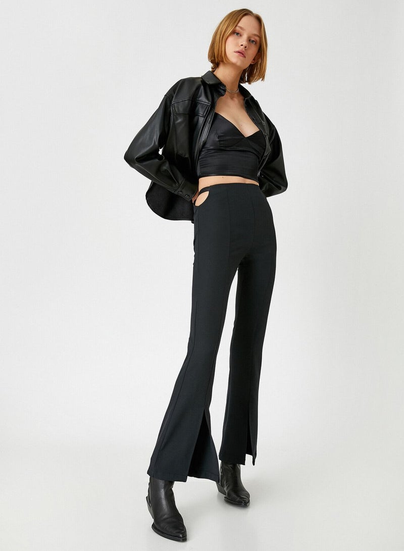 Slit Detail Cut Out Waist Trousers