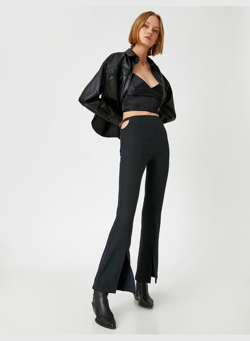 Slit Detail Cut Out Waist Trousers