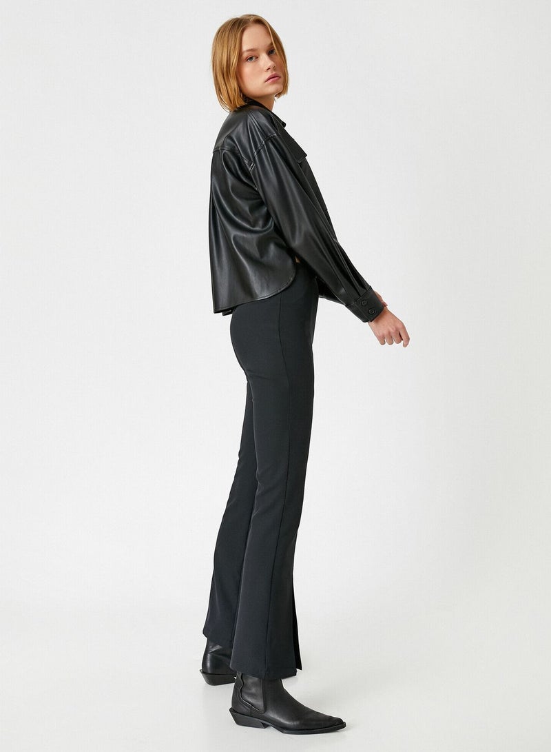 Slit Detail Cut Out Waist Trousers