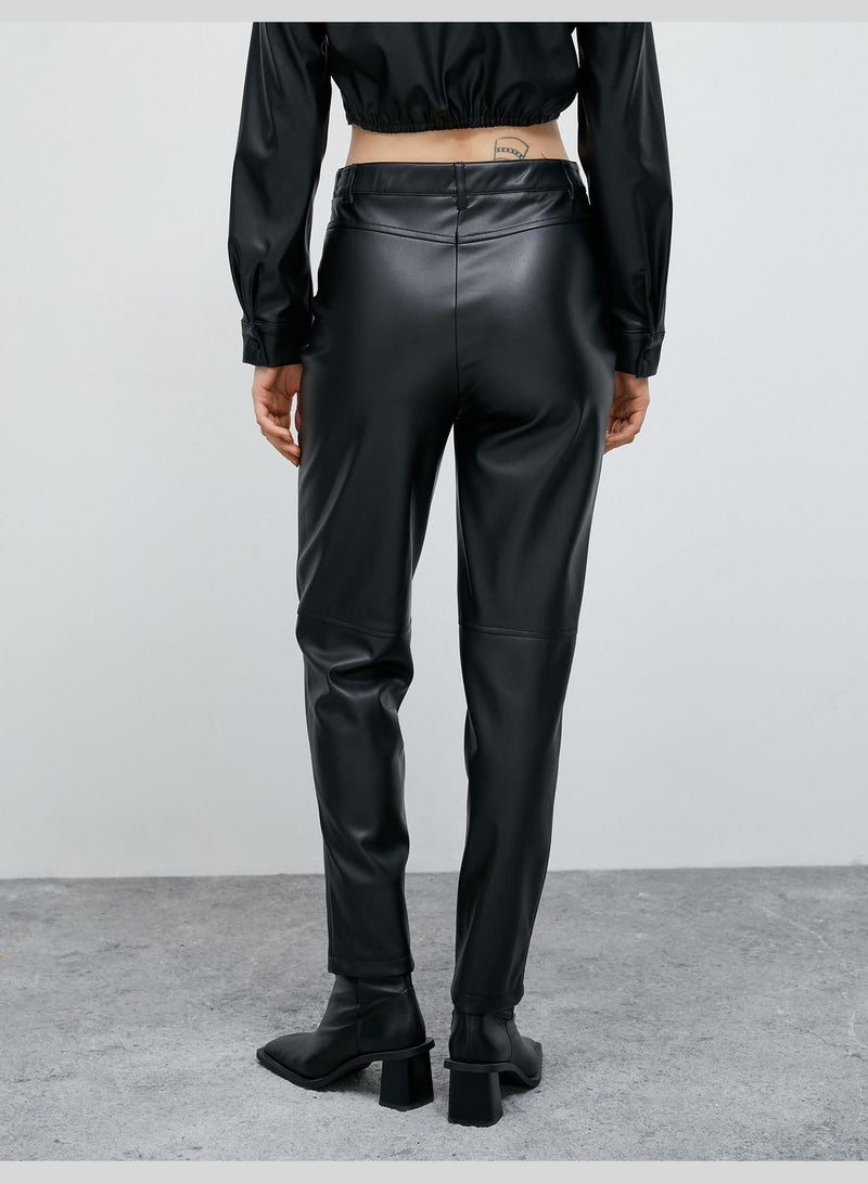 Faux Leather Trousers Slim Leg