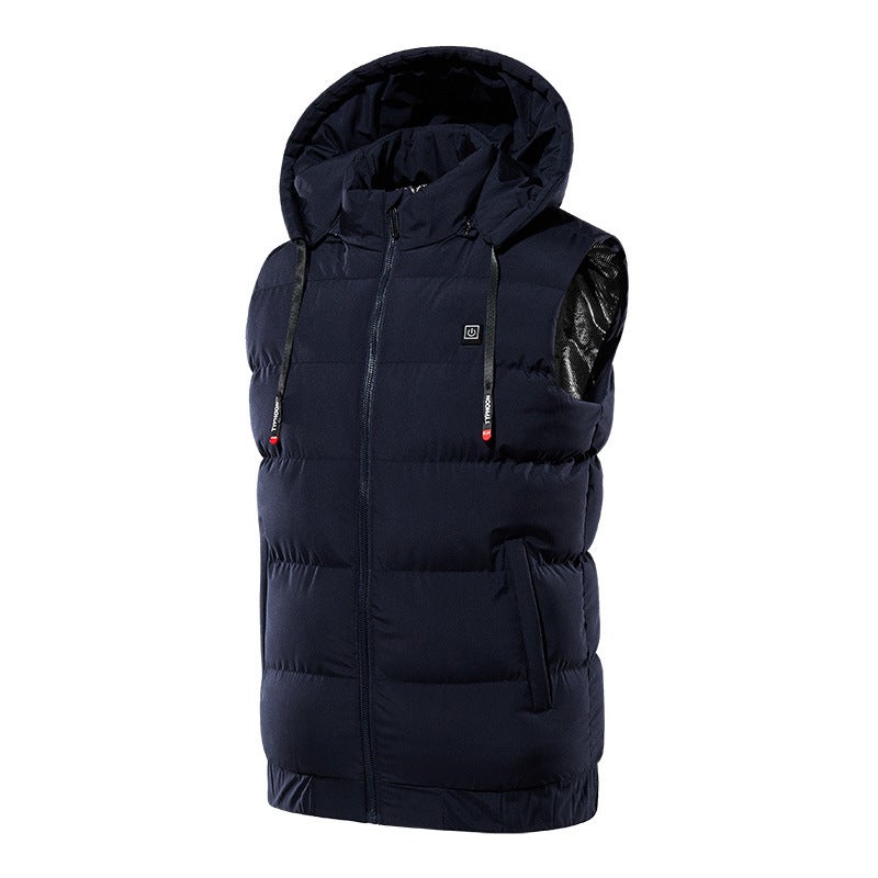 Factory spot heating vest 2023 winter new usb charging smart electric vest large size heating vest Dark Blue