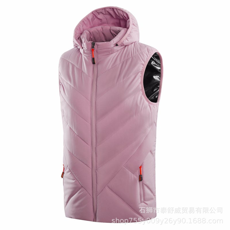 Winter Couples Heating Vest Hat-off Electric Heating Vest Intelligent Temperature Control Heating Vest Heating Clothes Jacket Women's pink