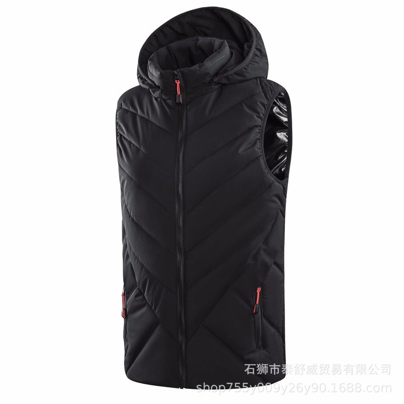 Winter Couples Heating Vest Hat-off Electric Heating Vest Intelligent Temperature Control Heating Vest Heating Clothes Jacket Women's Black