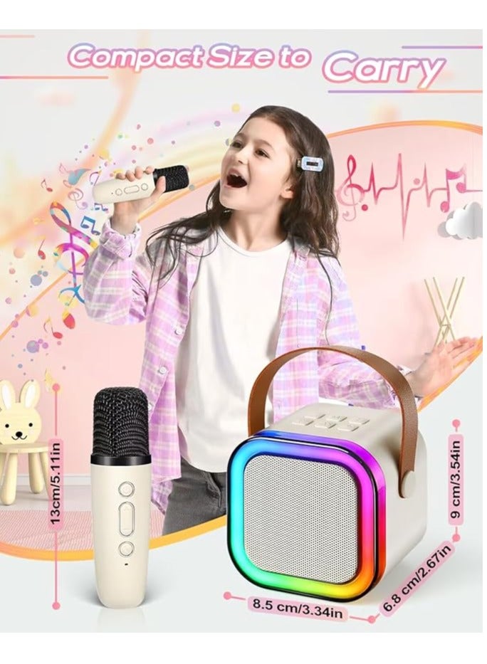 Mini Karaoke Machine, Portable Bluetooth Speaker Led Lights with 2 Wireless Microphones Karaoke Kids Toys Gifts for Girls 4, 5, 6, 7, 8, 9, 10 +Year Old