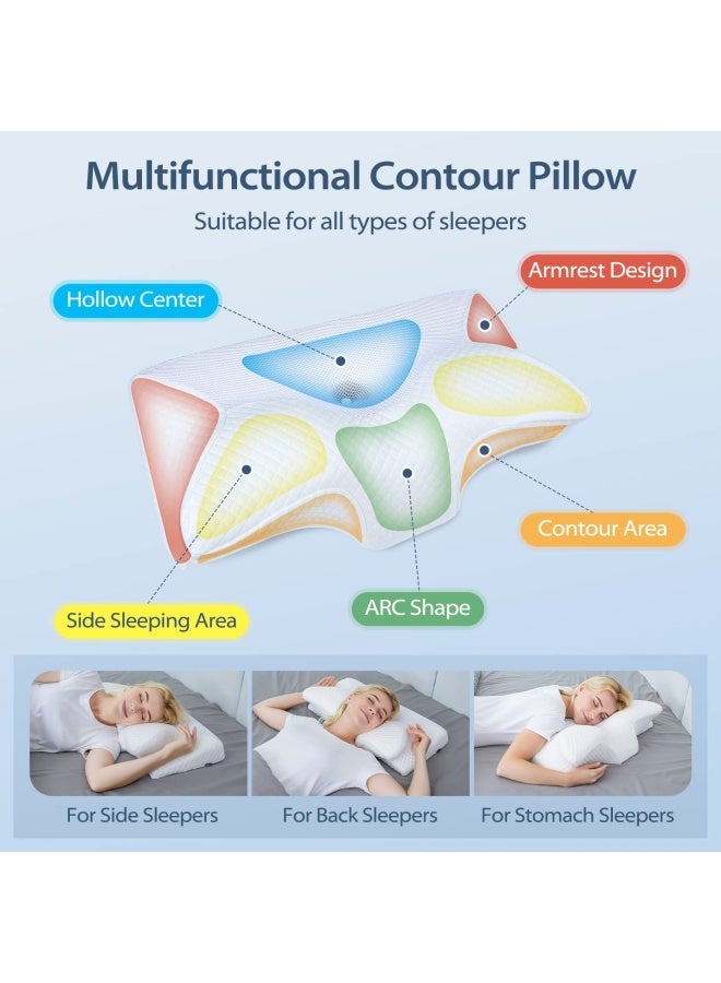 Homca Cervical Pillow Memory Foam Pillows - Contour Memory Foam Pillow For Neck Pain Relief  Orthopedic Neck Bed Pillow For Side Sleepers Back And Stomach