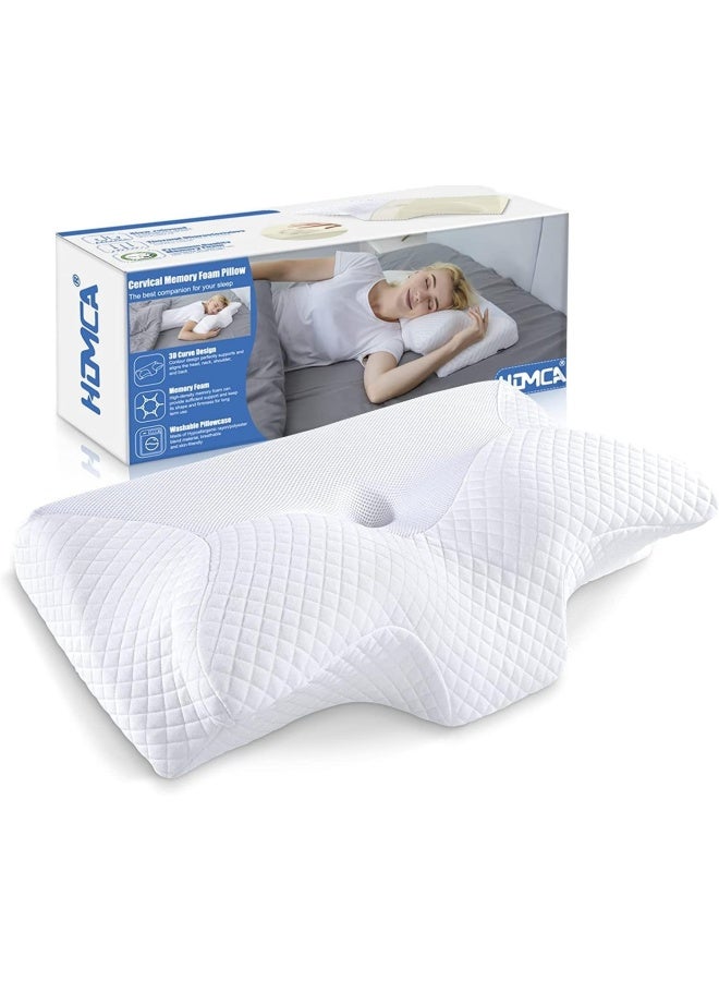 Homca Cervical Pillow Memory Foam Pillows - Contour Memory Foam Pillow For Neck Pain Relief  Orthopedic Neck Bed Pillow For Side Sleepers Back And Stomach