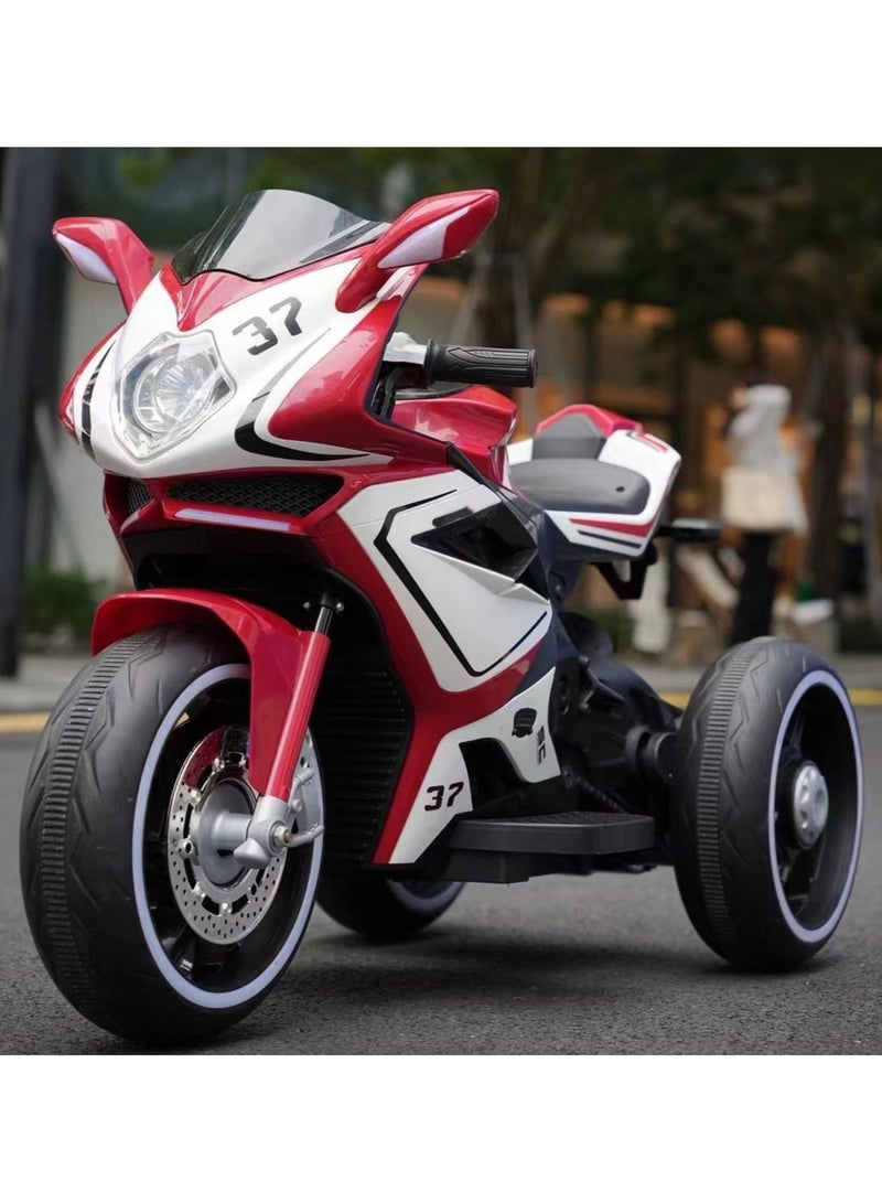 Electric Motorcycle for Kids Children's Ride-on Toys Tricycle Large 3 Wheels Motorbike Red