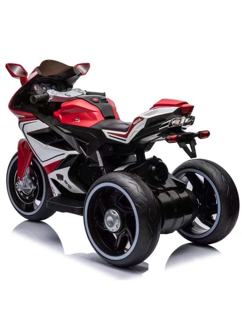 Electric Motorcycle for Kids Children's Ride-on Toys Tricycle Large 3 Wheels Motorbike Red