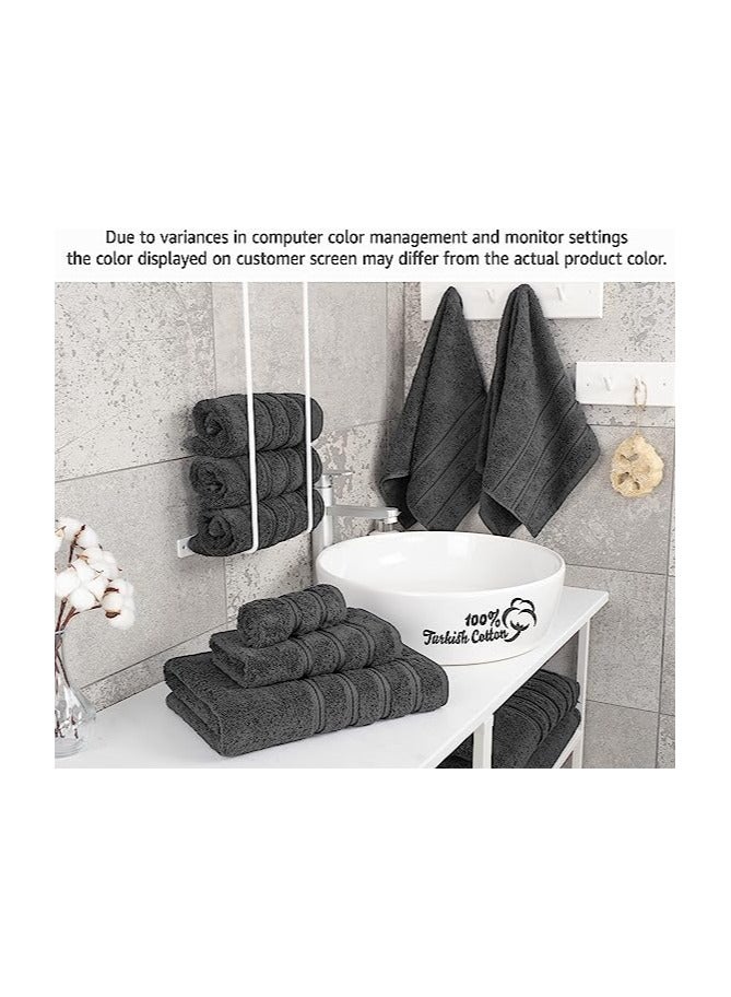 Towel Set Luxury Hotel Quality 600 GSM Genuine Combed Cotton, Super Soft & Absorbent Family Bath Towels 6 Piece Set -  2 Bath Towels, 2 Hand Towels, 2 Washcloths - Charcoal Grey