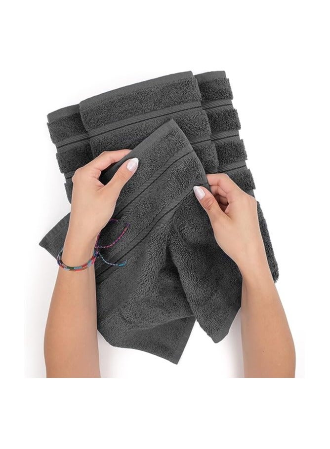 Towel Set Luxury Hotel Quality 600 GSM Genuine Combed Cotton, Super Soft & Absorbent Family Bath Towels 6 Piece Set -  2 Bath Towels, 2 Hand Towels, 2 Washcloths - Charcoal Grey