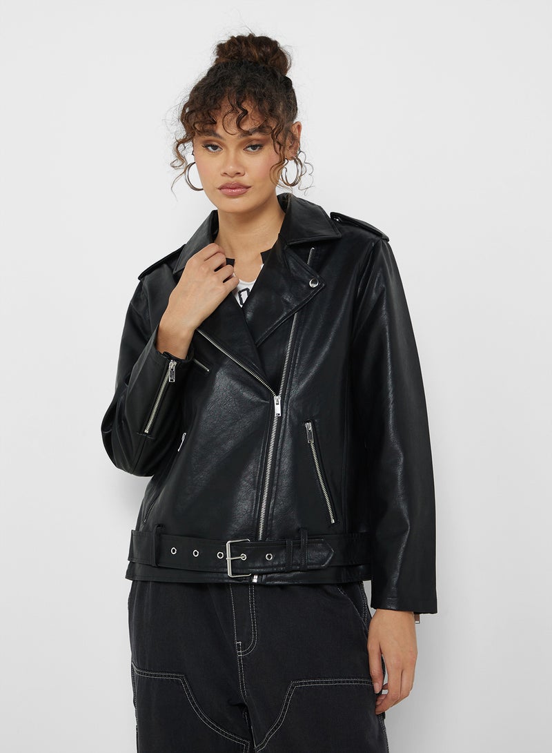 Zippered Leather Jacket