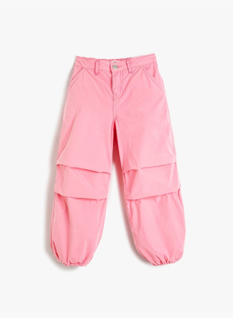 Parachute Trousers Pockets Elastic Cuffs Cotton