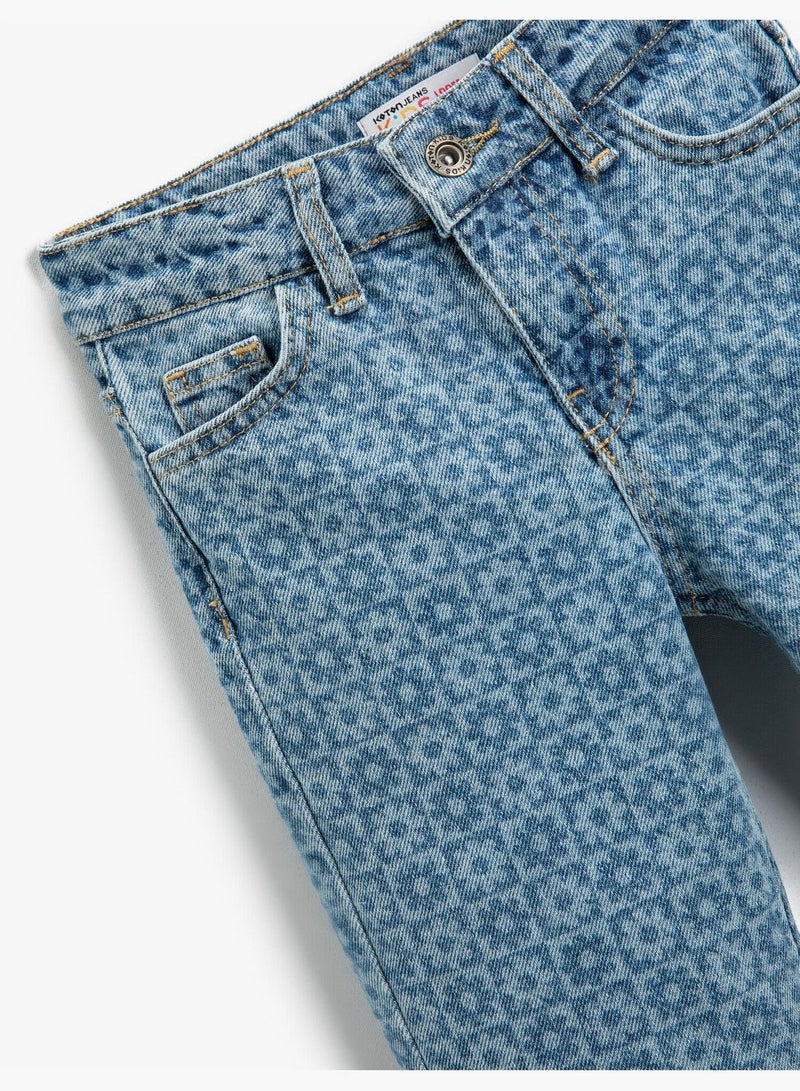 Straight Jean - Flower Printed Pockets Cotton