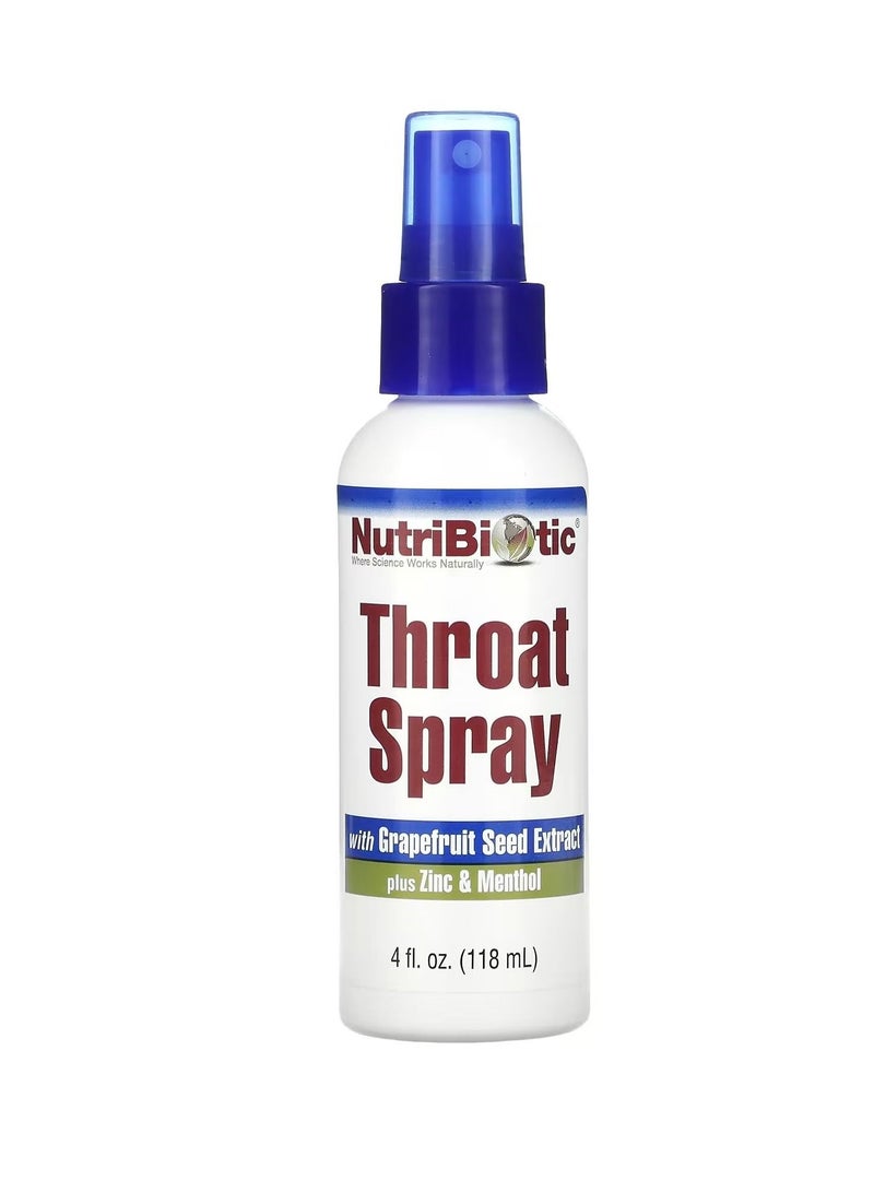 NutriBiotic  Throat Spray with Grapefruit Seed Extract plus Zinc & Menthol  4 fl oz (118 ml)