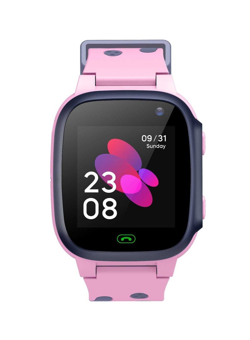 Kids Smart Watch Series 1 with GPS Tracking, SIM Card Slot, SOS Alarm, HD Touch Screen, Voice Chat,  Contact Calls and Flashlight - Pink