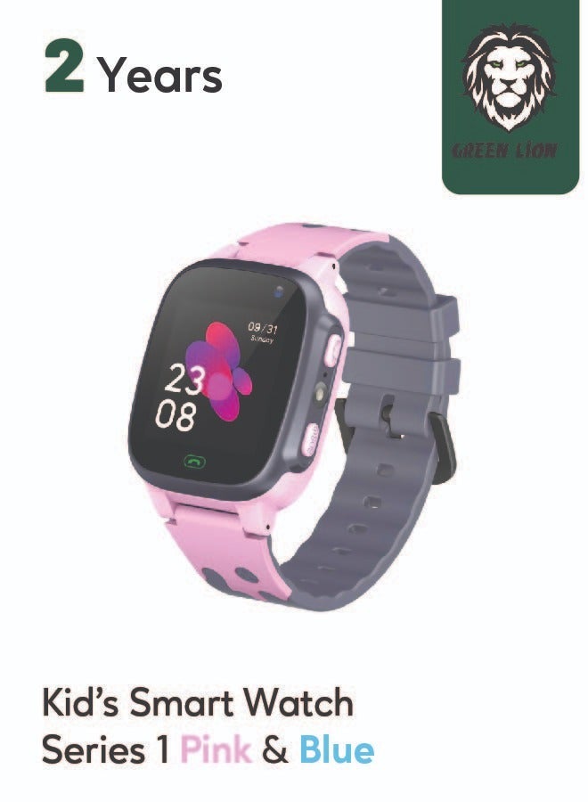 Kids Smart Watch Series 1 with GPS Tracking, SIM Card Slot, SOS Alarm, HD Touch Screen, Voice Chat,  Contact Calls and Flashlight - Pink