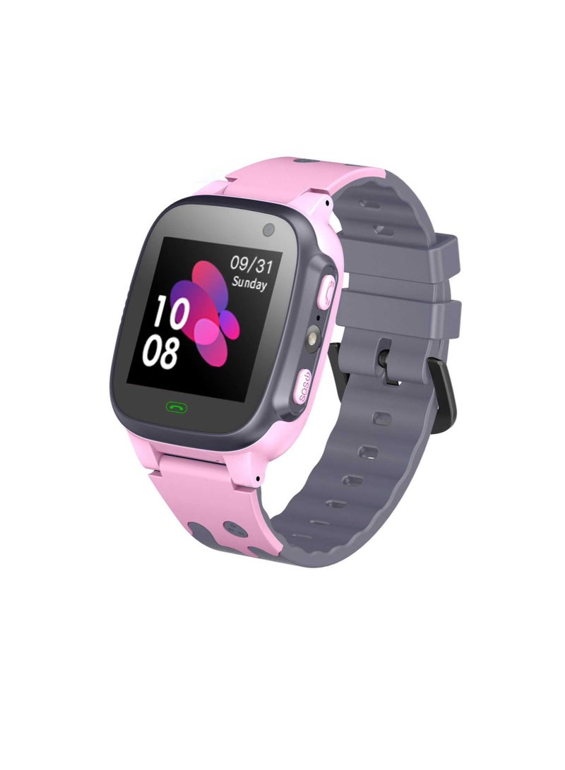 Kids Smart Watch Series 1 with GPS Tracking, SIM Card Slot, SOS Alarm, HD Touch Screen, Voice Chat,  Contact Calls and Flashlight - Pink