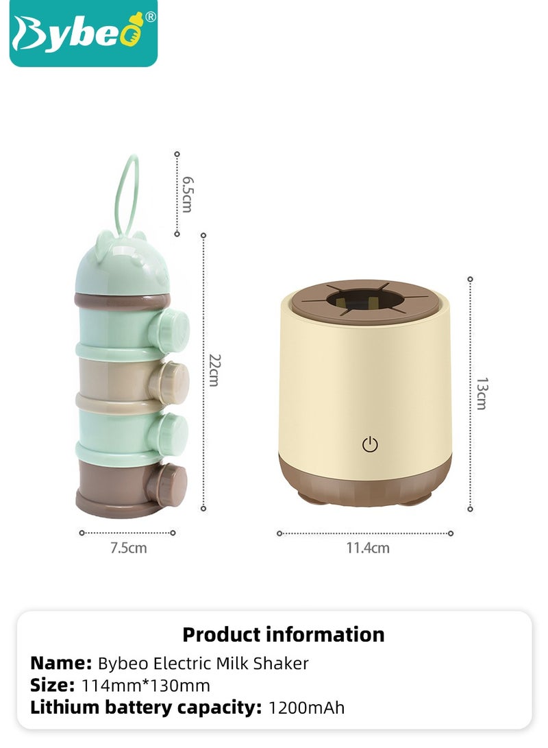 Baby Formula Dispenser & Mixer, Electric Automatic Infant Milk Bottle Shaker, Baby Milk Powder Mixer with 3 Modes, Universal Milk Blender, USB Charging, Low Noise, with Four-Layer Formula Containers