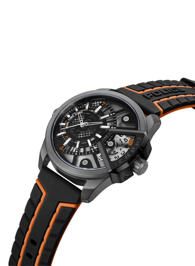 POLICE - Underlined Watch For Men Black & Grey Dial With Black Silicone Strap - PEWJM0004201