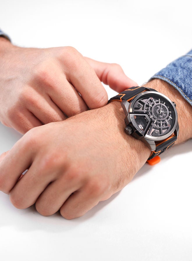 POLICE - Underlined Watch For Men Black & Grey Dial With Black Silicone Strap - PEWJM0004201