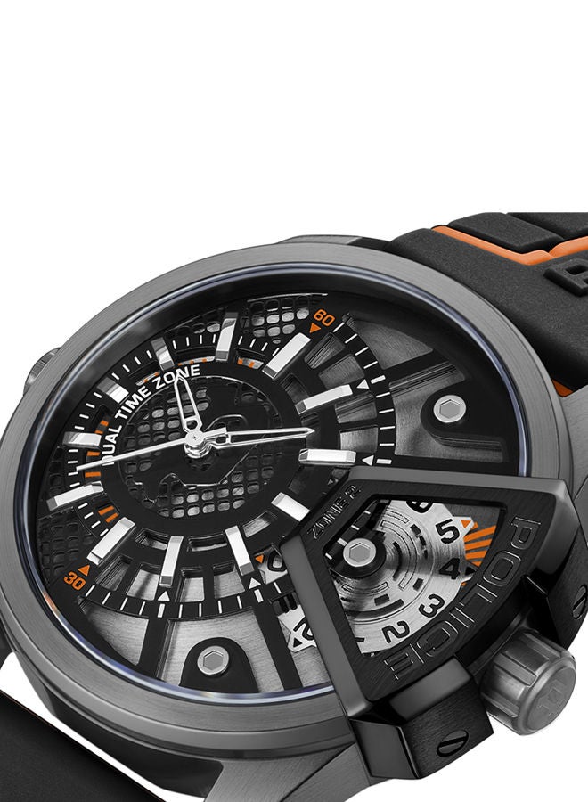 POLICE - Underlined Watch For Men Black & Grey Dial With Black Silicone Strap - PEWJM0004201