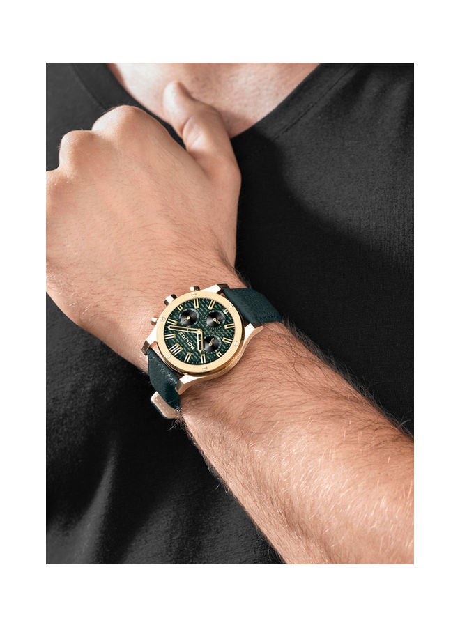 POLICE - Polysh Watch For Men Green Dial Green Leather Strap