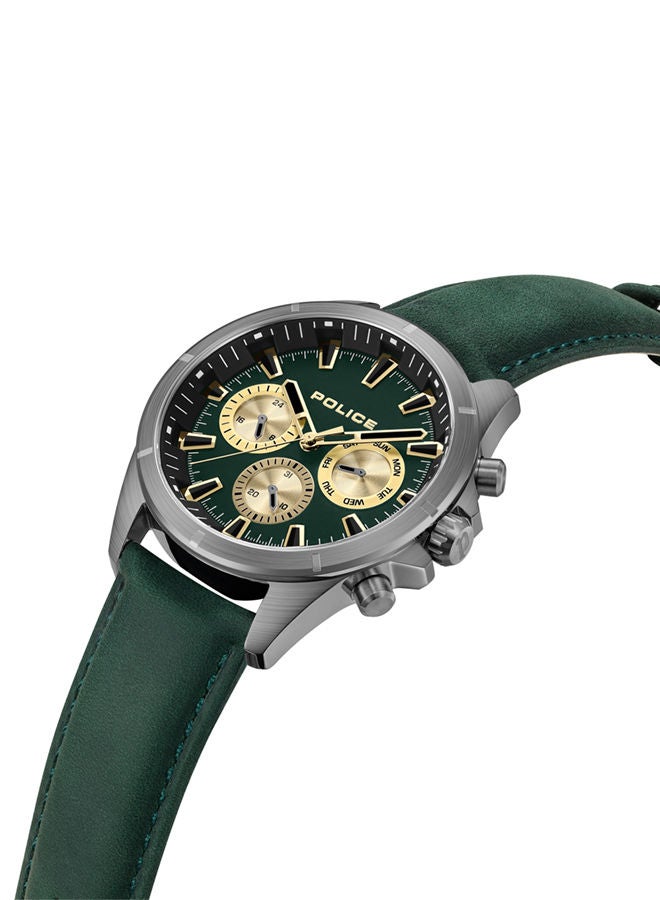 POLICE - Malawi Watch For Men Green Dial Green Leather Strap - PEWJF0005801