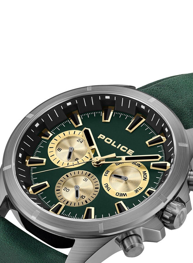 POLICE - Malawi Watch For Men Green Dial Green Leather Strap - PEWJF0005801