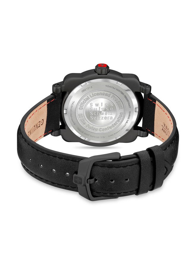 Aerograph Night Vision Watch For Men With Black Genuine Leather Strap - 43 mm