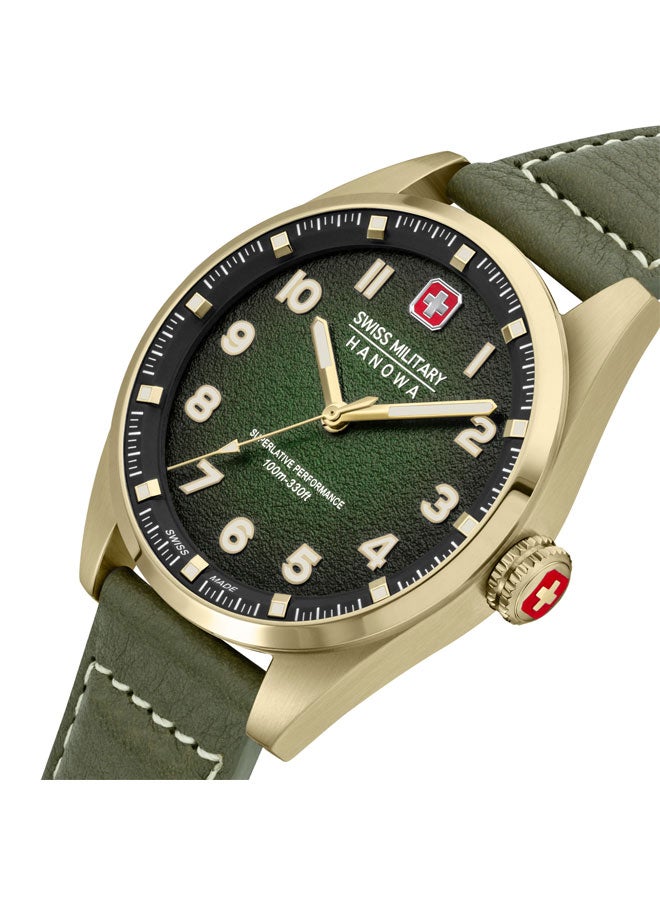 Greyhound Watch For Men With Olive Genuine Leather Pro Strap - 42 mm