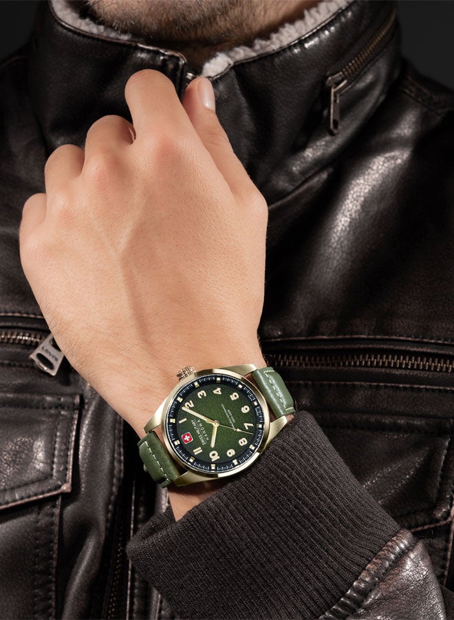 Greyhound Watch For Men With Olive Genuine Leather Pro Strap - 42 mm