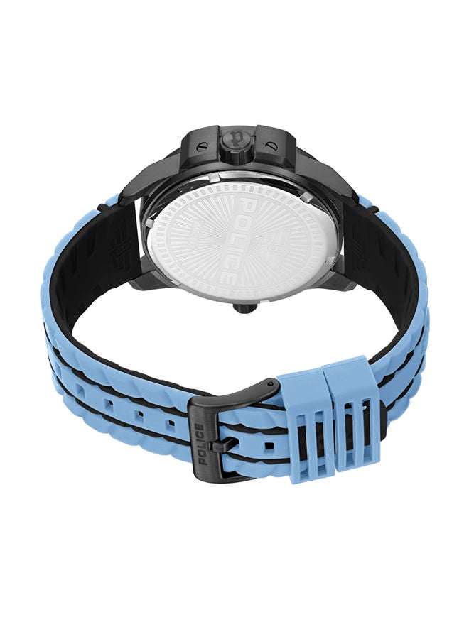 POLICE - Underlined Watch For Men Black & Blue Dial With Blue Silicone Strap - PEWJM0004204