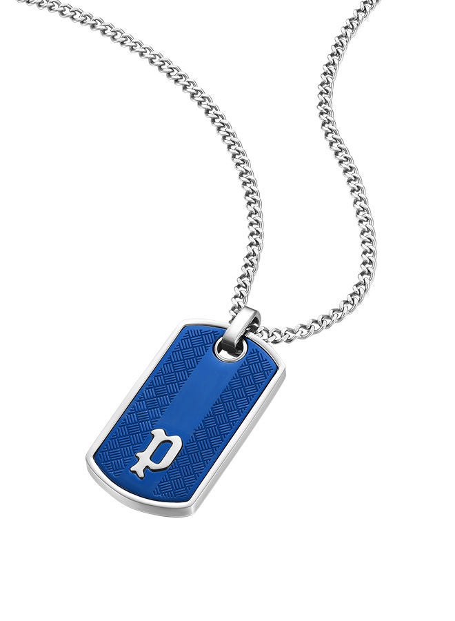 Police Hang Stainless Steel Gents Necklace With Blue Plating Inlay - PEAGN0032802