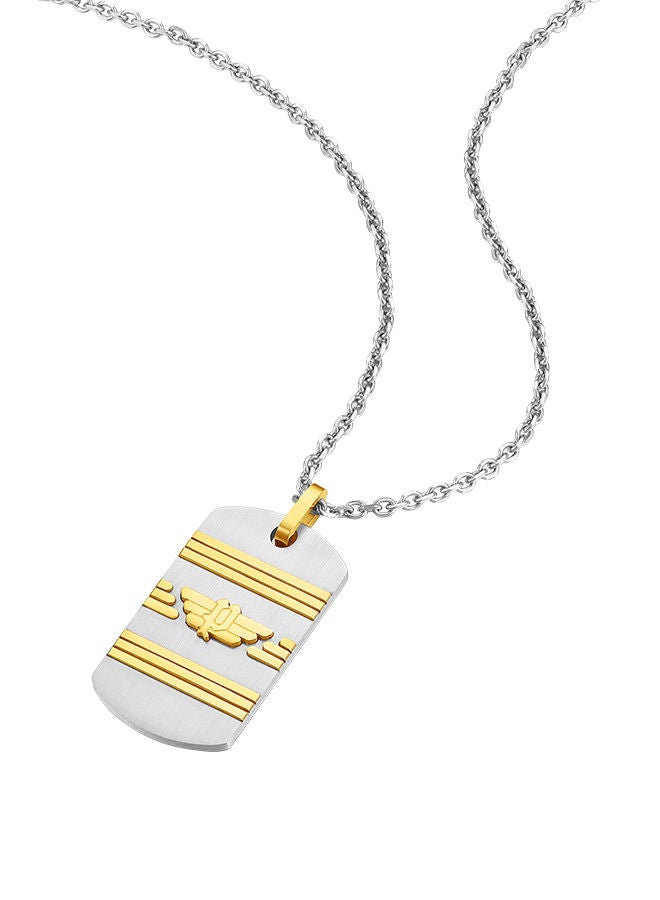 Police Revelry Stainless Steel Gents Necklace With Gold Plated Wing Logo - PEAGN0033302