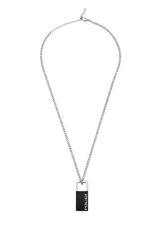 Police Hooked Stainless Steel Gents Necklace And Black Cut Out Pattern - PEAGN0032901