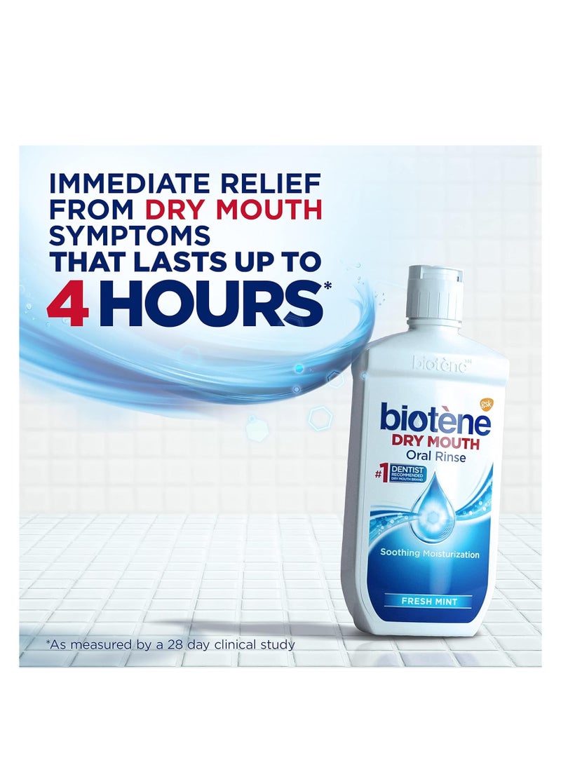 Biotène Oral Rinse Mouthwash for Dry Mouth, Breath Freshener and Dry Mouth Treatment, Fresh Mint - 33.8 FL oz(Pack of 2)
