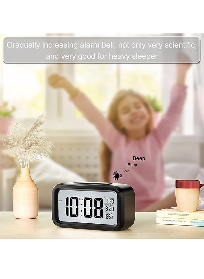 LED Digital Electronic Alarm Clock With Calendar And Thermometer Black