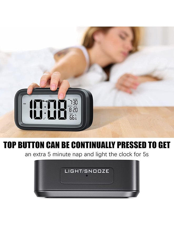 LED Digital Electronic Alarm Clock With Calendar And Thermometer Black