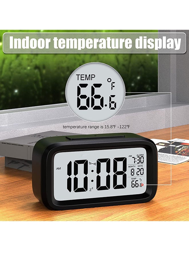 LED Digital Electronic Alarm Clock With Calendar And Thermometer Black