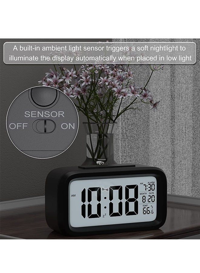 LED Digital Electronic Alarm Clock With Calendar And Thermometer Black